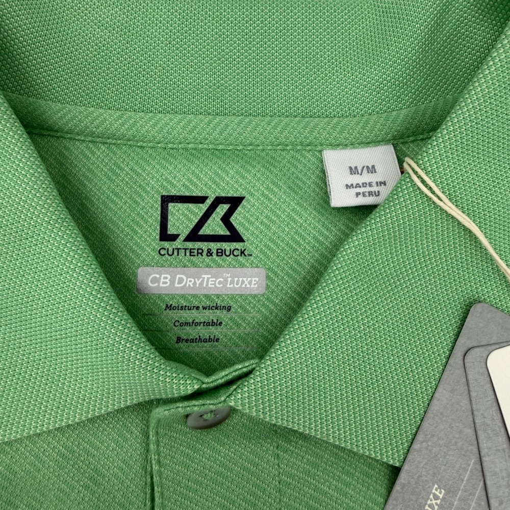 CUTTER & BUCK NEW Medium Polo Shirt Green CB DryTec Luxe Pima Cotton MCK00325 - Picture 2 of 10